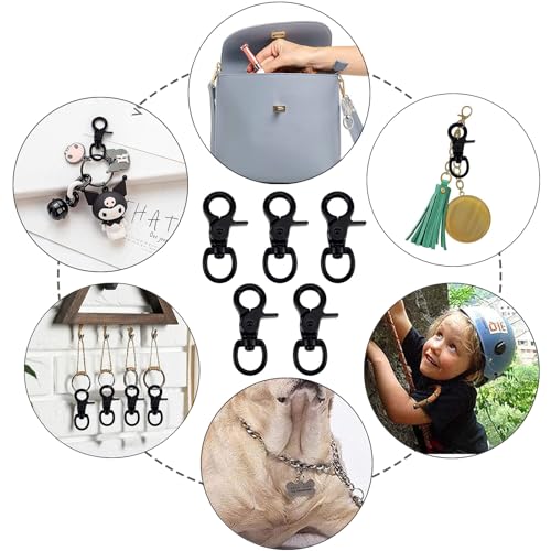 5 Stück Scherenkarabiner Klein, Karabinerhaken Wirbelkarabiner, Schnapphaken mit Drehgelenk, Hundeleine Karabiner, Robust Bolzen Karabiner, für Hunde Gepäckschnalle Drehbar