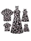 PATPAT Family Matching Hawaiian Outfits: Men Short Sleeve Button Down Shirts - Dad and Son Matching Shirts for Summer Vacation Beach Luau Cruise, Black Floral, Men, XX-Large