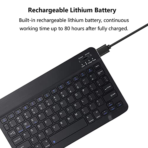 Ultra-Slim Rechargeable Bluetooth Keyboard Portable Wireless Keyboard for iPad iPhone, Android Samsung Galaxy Tablet Smartphone Cell Phone