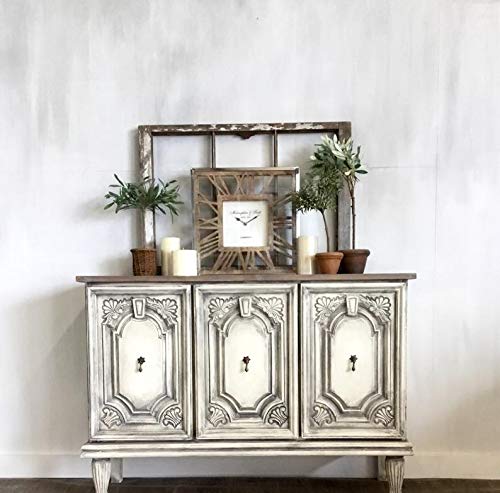 Shilpi shc Wooden White and Grey Painted Buffet, Rustic Sideboard, Farmhouse entryway Cabinet, Coffee bar