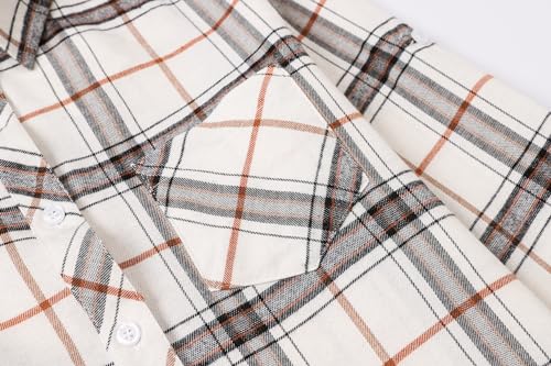 Image of SANGTREE Women and Girls Long Sleeve Flannel Casual Button Down Plaid Shirt
