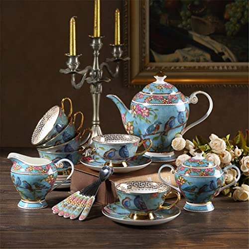 Fantasy Blue Pastoral Style Bone China Juego de café Juego de té Estilo Europeo Phnom Penh Juego de Tazas de té de la… - Imagen 3