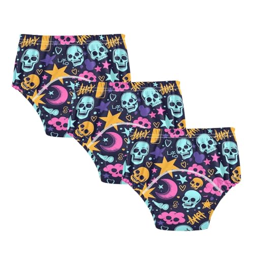 Toddler Potty Training Underwear Doodle Skulls Stars Cotton Absorbent Toilet Training Pants for Boys Girls 2T-5T