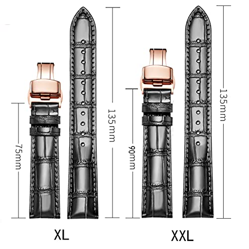 Image of Moran Genuine Leather Band Alligator and Cowhide Replacement Deployment Buckle Watch strap18mm to 24mm Crocodile Leather Strap for Men's and Women's