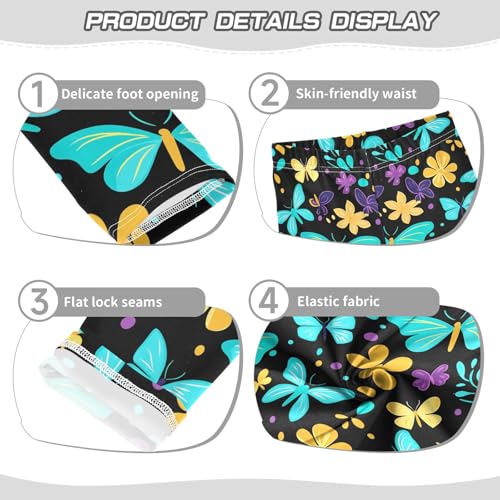 senya Girls Printed Leggings Yoga Pants Blue Yellow Butterflies Pattern for Kids in 4t to 10 Years, 4T3