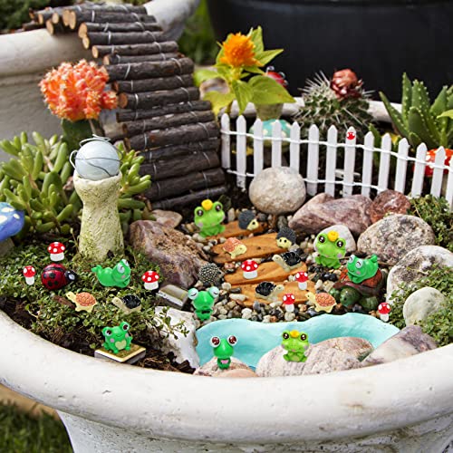 120 Pcs Garden Mini Animals Figures Including 30 Mini Frogs 20 Mini Hedgehog Figurines 40 Mini Mushrooms 30 Resin Mini Turtles For Planter Miniature Moss Landscape Diy Garden Terrarium Decor (Classic) #TOP6