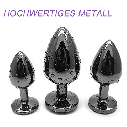 Analplug Set aus Metall – 3 Stück in Dunkelgrau/Schwarz
