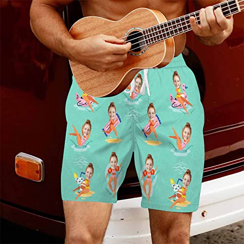 Personalized Face Mens Swim Trunks Tropical Print Swimming Shorts Bathing Suit Custom Picture Gift for Men3