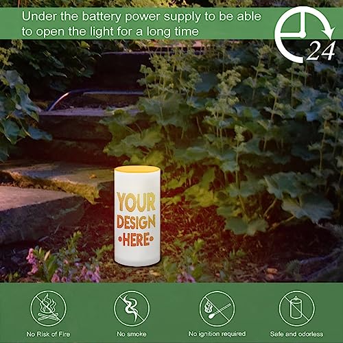 Image of Custom Flameless LED Candles Battery Operated Candles with Remote Timer Color Changing, Customize Photos and Text DIY Your Own Pillar Candle Tealights for Indoor Outdoor Home Decoration