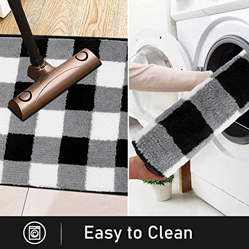 Hebe Kitchen Rugs Set 2 Piece With Runner Non Slip Buffalo Plaid Kitchen Rugs Mats Set For Fall Halloween Thanksgiving Decor Absorbent Bath Mats Door Rug 18"X48"+18"X30" #TOP6