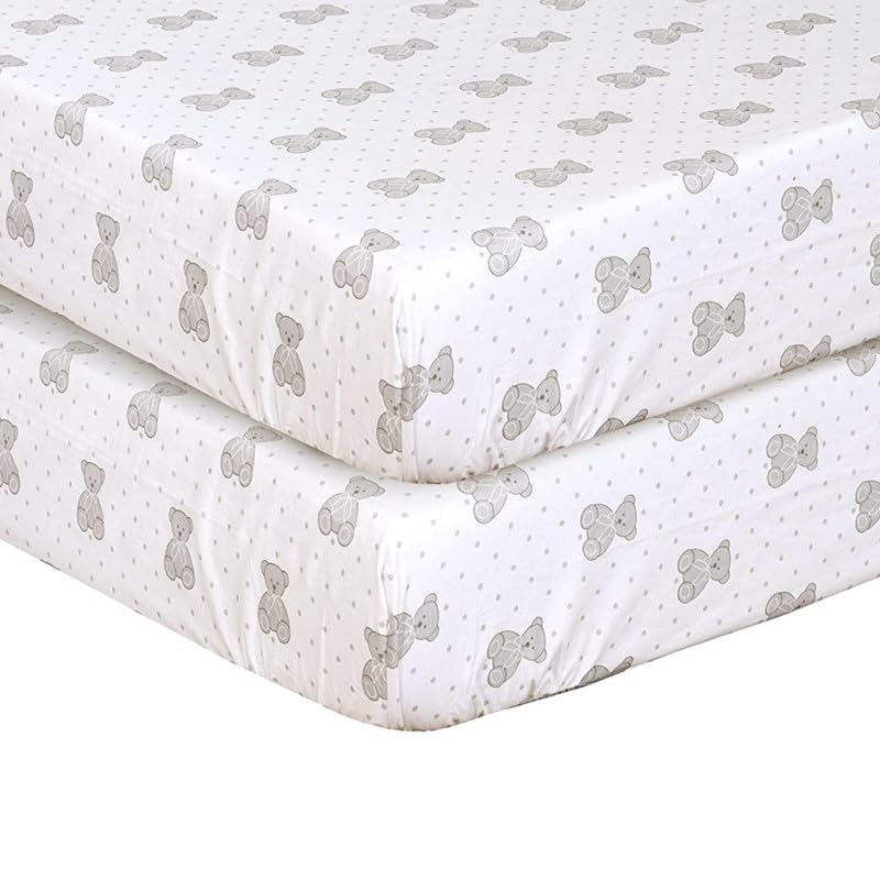 DTEX HOMES 4 x Cot Bed Fitted Sheets 100% Cotton 200 Thread Count Luxury Cot Sheets, Cot Bed 60 x 120 cm - Teddy Grey