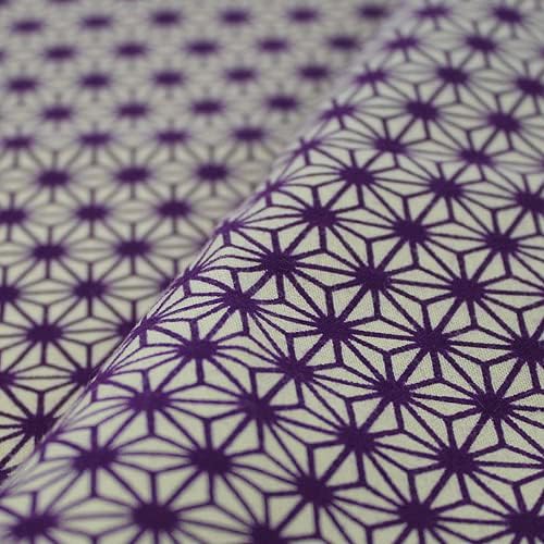 染の安坊 Anbo Tenugui Hand Towel, Asanoha (Purple), 100% Cotton, Made in Japan, 13.8 x 39.4 inches