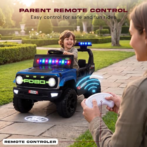 Image of Baybee Copster Electric Jeep for Kids | Battery Operated Ride-on with Lights, Music and Swing Mode | Ride on Toy Electric Car with Parental Control | Rechargeable Kid Car to Drive 3 to 8 Years(Blue)