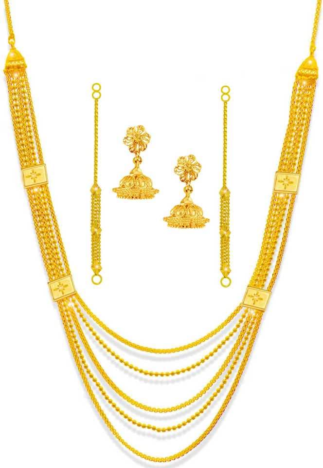 PINAAKA DARINI Alloy Jewel Set - Chandraharam Kaan Chain Gold Jhumka (B09XXVMTBY) Amazon Price History, Amazon Price Tracker