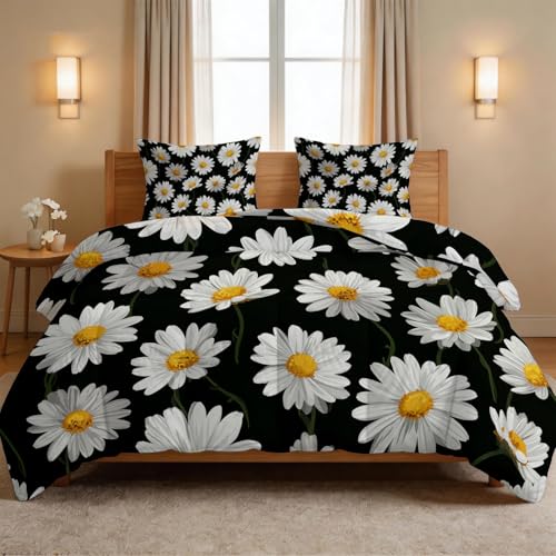 Edredón de verano reversible moderno minimalista con estampado de margarita 3