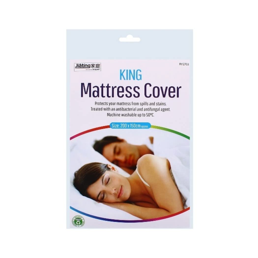 Kam Labelz White Waterproof Mattress Cover| Vinyl Protector Sheet| Machine Washable, Antibacterial, Antifungal| Protection Against Spills And Stains| Shield Against Bed Wetting From Incontinence, Pets, Baby (King)