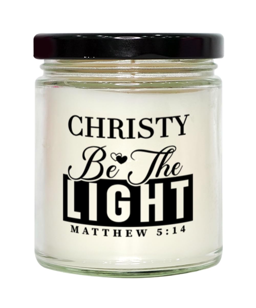 Bible Verse for Christy Candle,Christmas Gifts for Christy Be The Light Mattew 5:14 Gifts for Women Coworker Christy Name Birthday Candle Christmas Gifts, Housewarming, Soy Wax, Scented, Decor