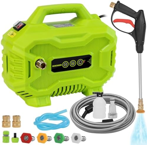 DEWINNER Electric Pressure Washer, 1885 PSI 2.1 GBM Max Power Washer with Foam Cannon, Self-Priming High Pressure Washer for Cars, Fences, Patios, Decks, Patios and Driveway Powerwasher