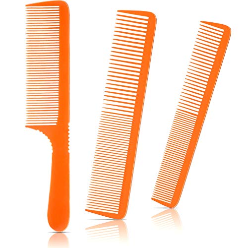 3 Pieces Carbon Fiber Comb Set Barber Cutting Comb Flat Top Clipper Comb Anti Static Hair Dressing Comb (Orange)