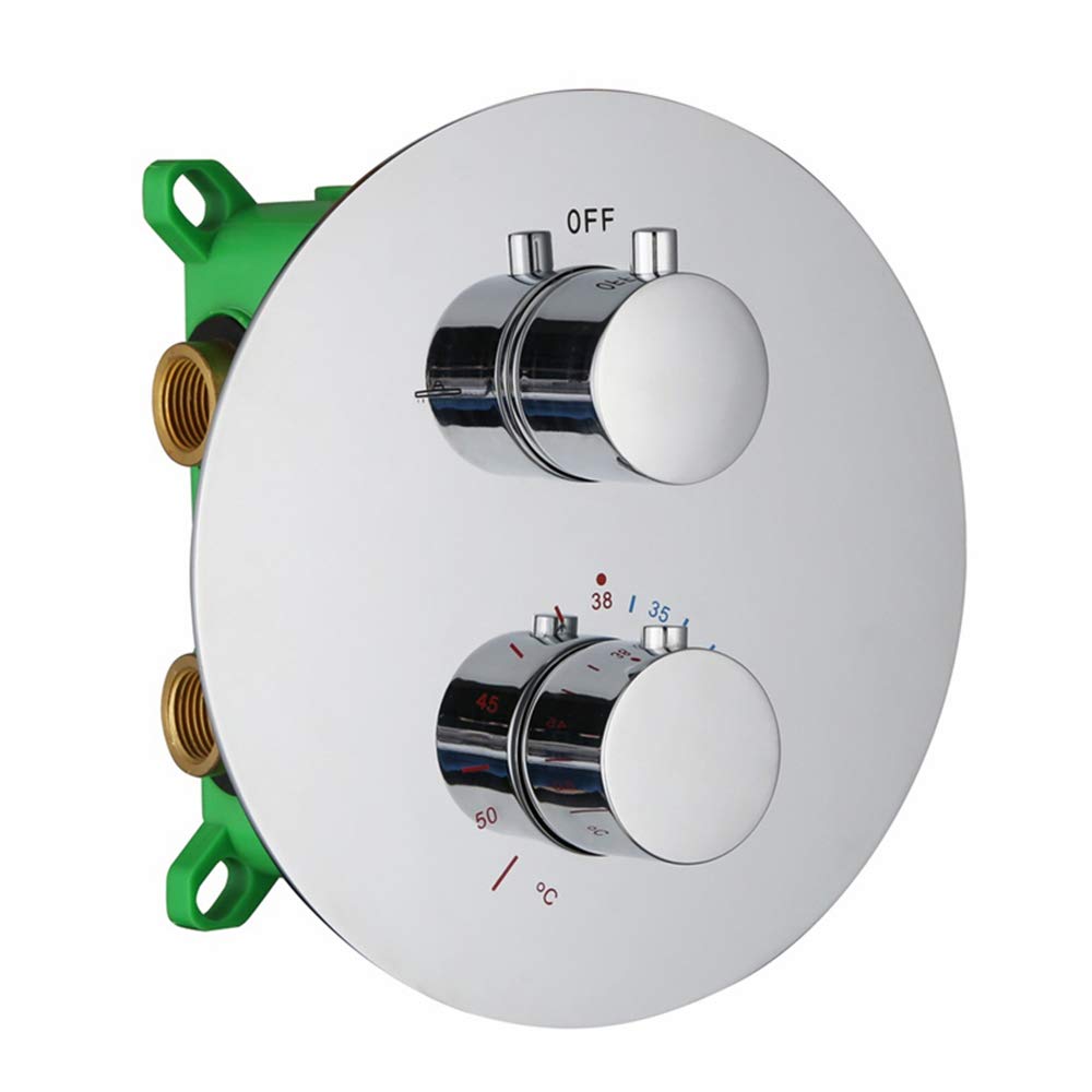 Podtynkowy system prysznicowy ze słuchawką prysznicową, bateria termostatyczna do łazienki, armatura ścienna z okrągłą, ultracienką głowicą deszczowniczą i słuchawką prysznicową, 30 cm, 30,5