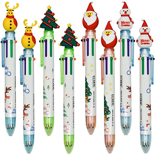 Maydahui 12 PCS Christmas Multicolor Ballpoint Pen 6-in-1 Pens Retractable