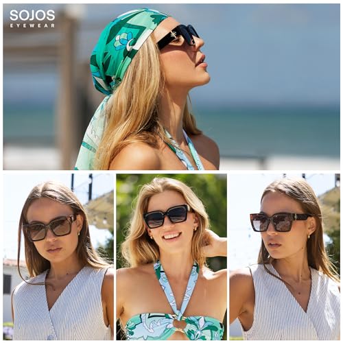 SOJOS Trendy Square Polarized Sunglasses Womens Retro Vintage Women 90s Sun Glasses SJ26123