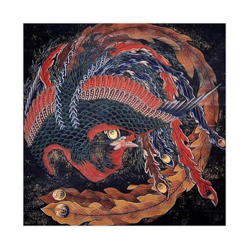 Impression sur toile Phoenix de Hokusai 71x71 cm pour salon