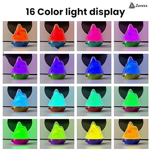 Image of Zuvexa Classic Mountain Table Lamp - Acrylic Flame Mountain Lamp, Dynamic Atmosphere LED Light with Remote & Touch Control, 16-Color Changing Night Lamp for Home & Bedroom Decor