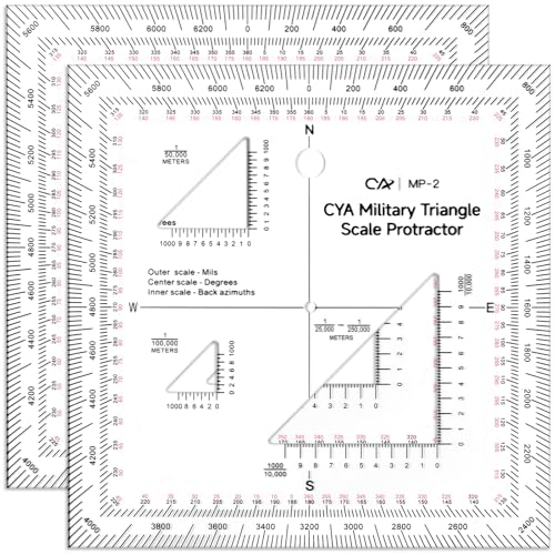 Zonon 2 Pcs 5 Inch Military Map Protractor Military Style Utm/mgrs Coordinate Scale Map Perfectly Cut Land Navigation Protractor Maps Reading and Grid Coordinate Reader