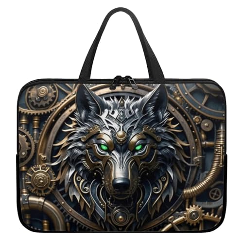 Jolamirel Wolf Laptop Bag for Women, Steam Punk Gears Pipes Large Capacity Computer Handbag Retrofuturism 10-17 Inch Professional Computer Briefcase Business Teacher Bags - 17inch