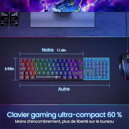 Clavier gamer mécanique 60% câblé anti-ghosting avec rétroéclairage LED - 4