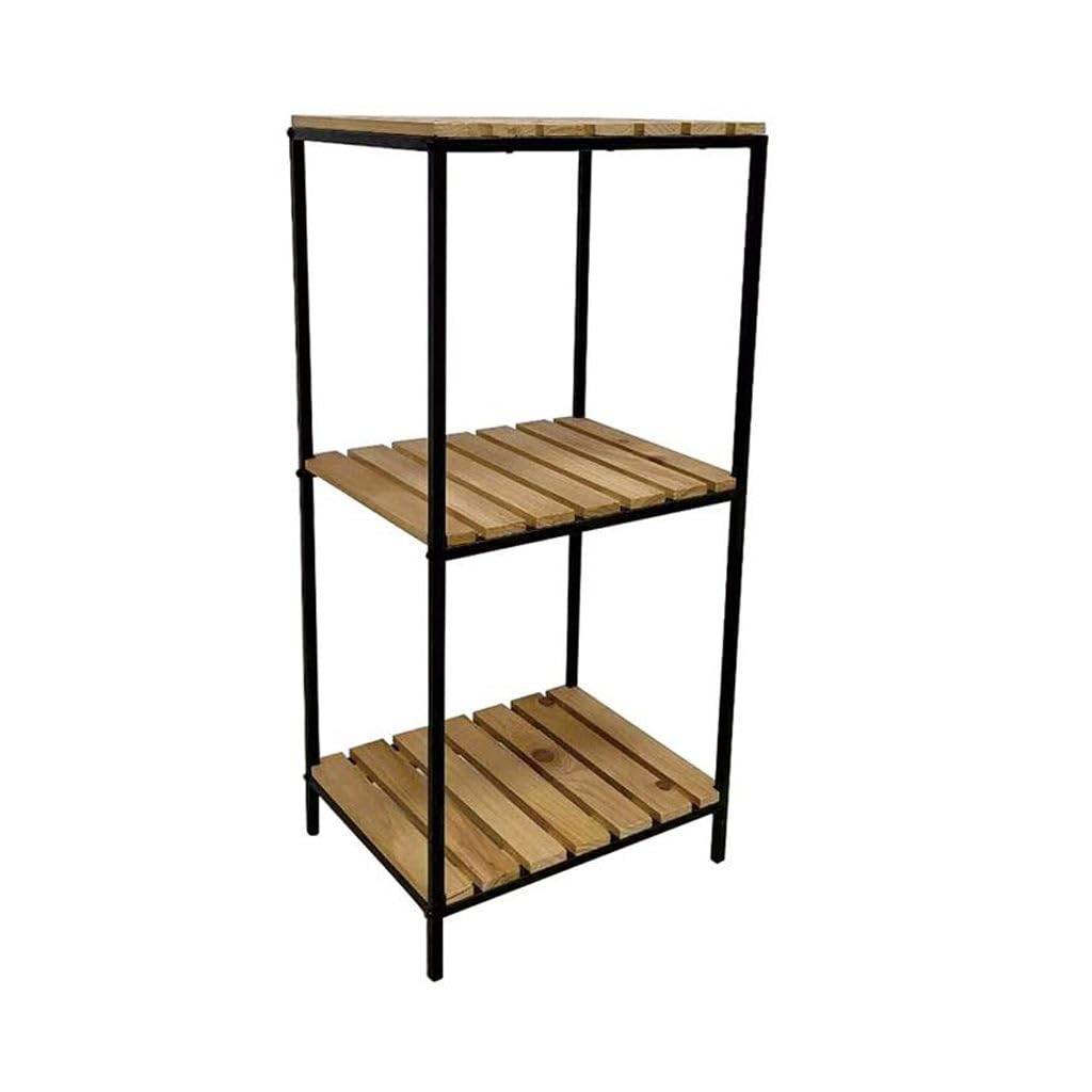 XZ-22162 Estante Organizador de Madera Natural con los Marcos Metal para Baño, Alacena, Lavandería, Multifunción 3 Niveles