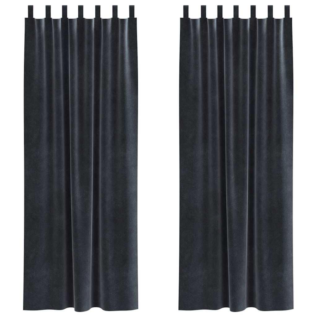 Zasłony zaciemniające, zestaw 2 szt., ciemnoszare, z aksamitu, 140 x 245 cm, nieprzejrzyste, termoizolacyjne, do sypialni i salonu, ze szlufkami z materiału do łatwego montażu
