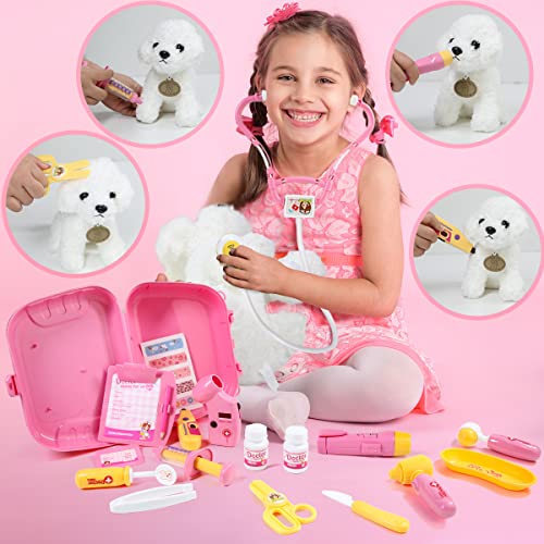 Image of Meland Doctor Kit with Puppy for Kids, Pretend Play Toy Gift for Ages 3-6 | | A gift for girls who loves role play, dress up like a real doctor with puppy patient, everything stores inside the carry case