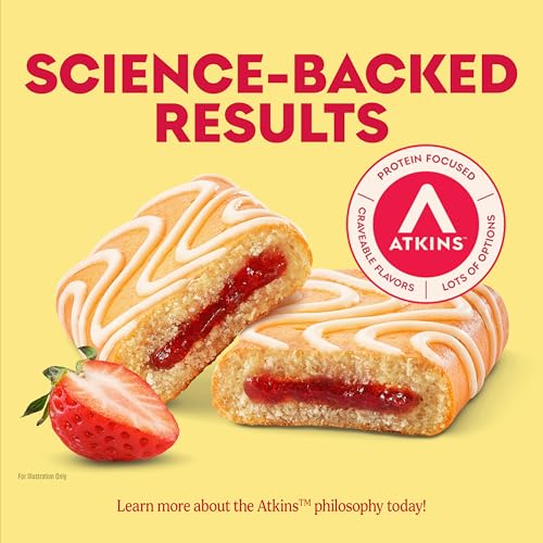 Image of Atkins Soft Baked Bar, Strawberry Filled Flavor, 12g of Protein, 4g Net Carbs, 24 Count