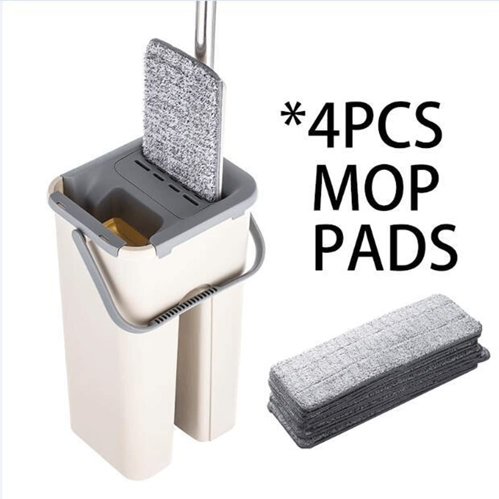 fregona Mop Squeeze Plana y Cubo escurridor de la fregona Plana Conjunto mopa de Microfibra Pad seco y húmedo de Madera compuesta Ceramic Tile mop (Color : 4pcs mop Cloth)