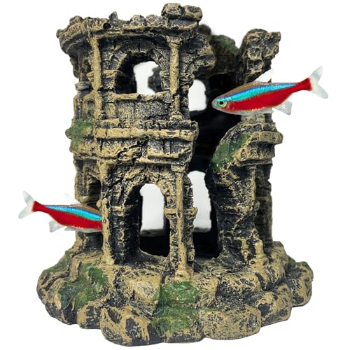 GOLOMOZ Antique Roman Column Ruins Fish Tank Decorations -