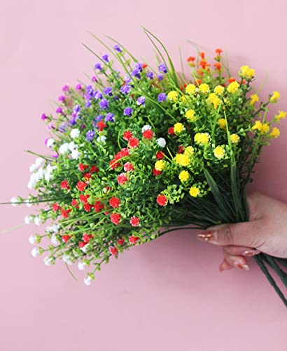 Jaky Global Artificial Flowers Gypsophila Babysbreath Fake Water Plants Bouquet 6 Bundle Fake Plants Wedding Bridle Bouquet Outdoor Home Office Christmas Decor(Mix Color) #TOP2