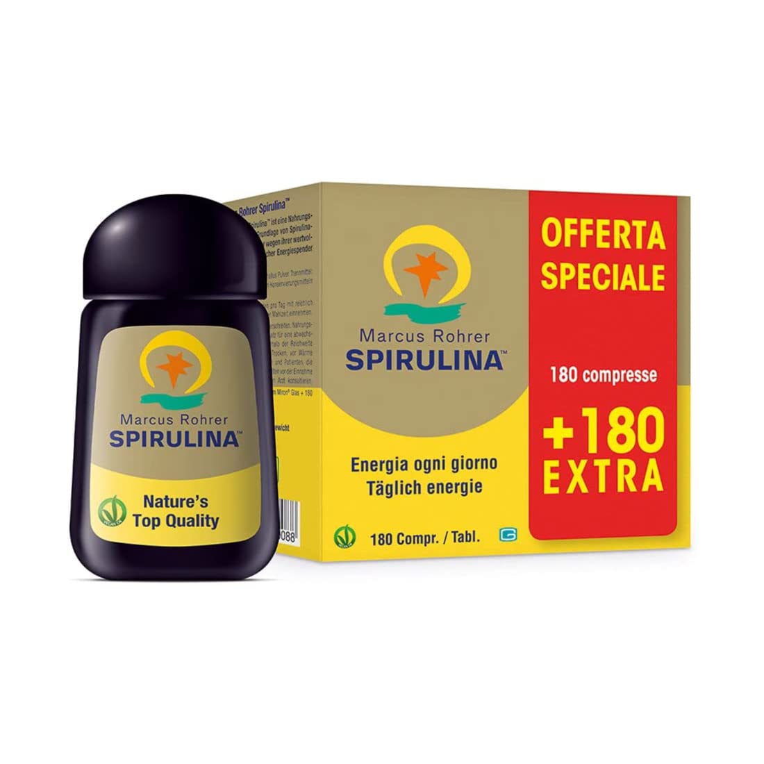 MARCUS ROHRER Alga Spirulina 180+180 Compresse Con Flacone In Vetro, color Standard, Spirulina