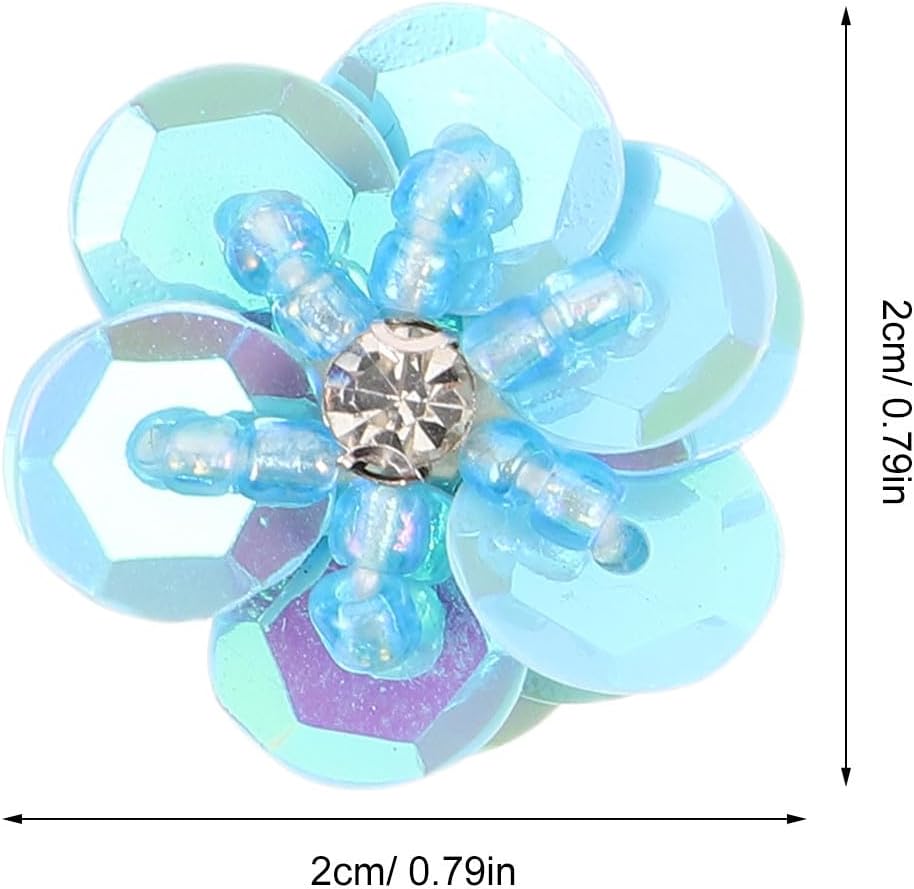 30pcs Hand-Sewn Plastic Sequin Flower Appliques Vibrant Design and Stable Stitching for DIY Clothes, Shoes, and Party Looks Embellishment