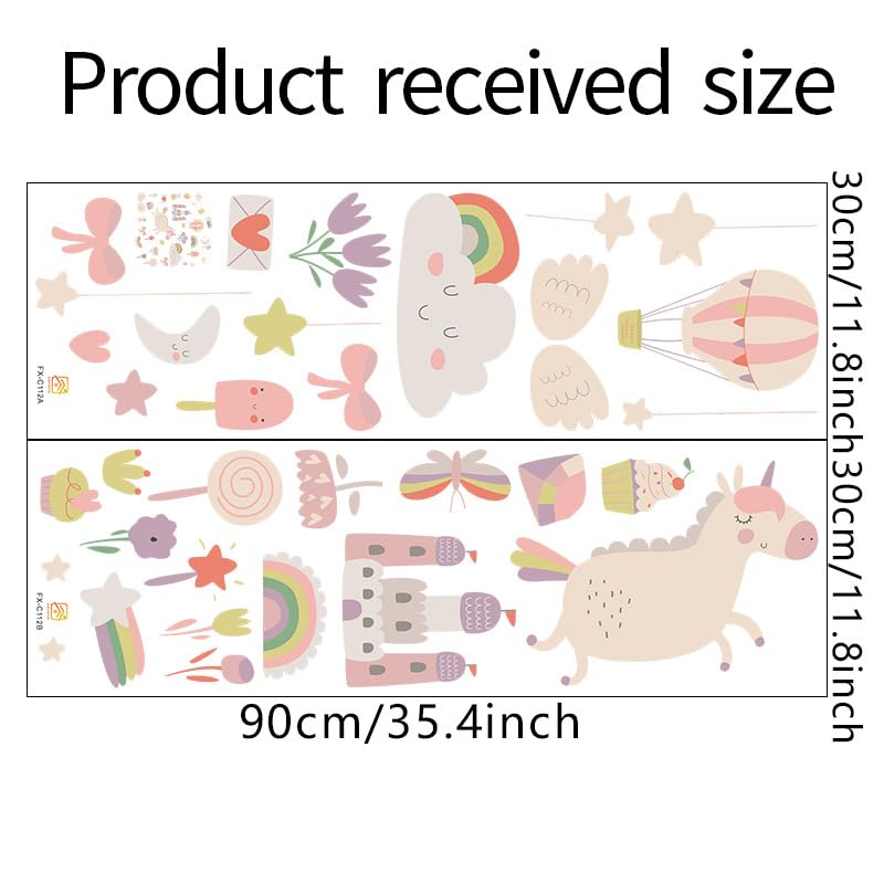 Image of Magical Unicorn Castle Wall Stickers for Kids Baby Wall Stickers for Kids Room Bedroom Playroom Nursery Living Room Decor Wall Art Wall Decoration Boho-Self-Adhesive