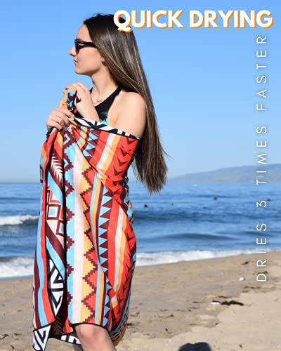 Eccosophy Microfiber Beach Towel For Adults - Oversized Travel Beach Towels With Pouch - 71X35 Inch Quick Dry Pool Towels - Large Sand Free Beach Towels (Cancun) #TOP5