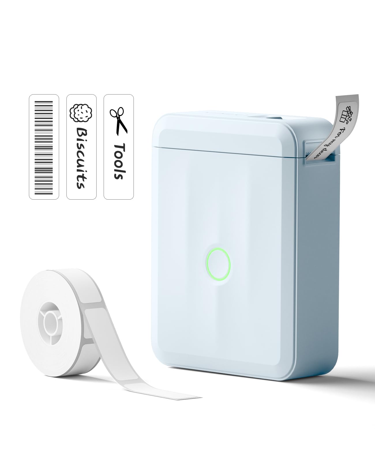 NIIMBOT Label Maker Machine Bluetooth Label Printer for School Home Office Organization,Wireless Mini Labeler D110 Upgraded Version, Label Machine with Label, Light Blue