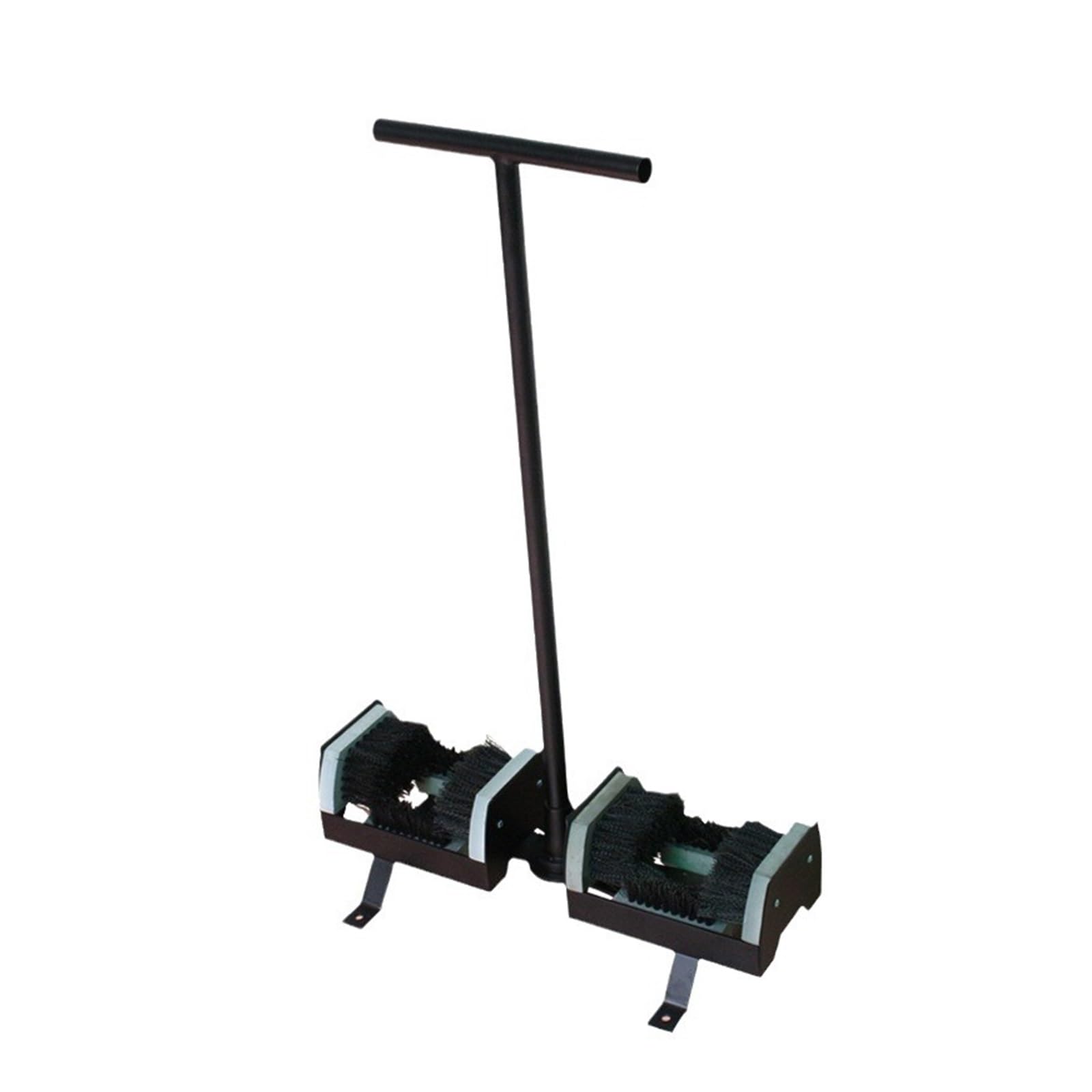 Cepillo raspador y limpiador de botas resistente con asa, limpiador de zapatos de doble cara para exteriores con cepillo de nailon y base de metal para granja, jardín, obras de construcción