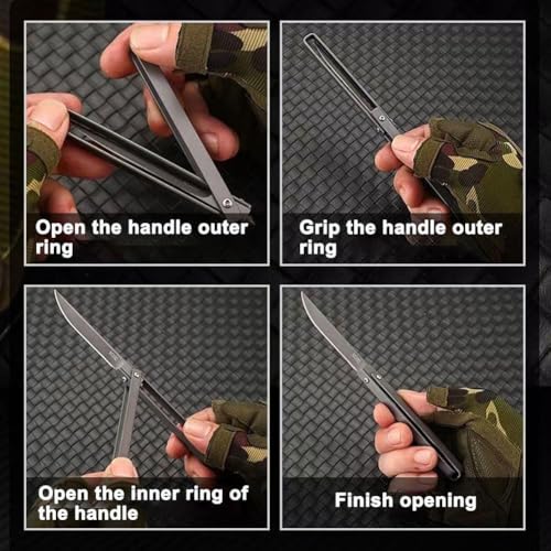 Image of Mini-Pocket Foldable Manual Stainless Steel Folding Knife with Leather Case for Travel, Outdoor, Portable Utility Knife (1)