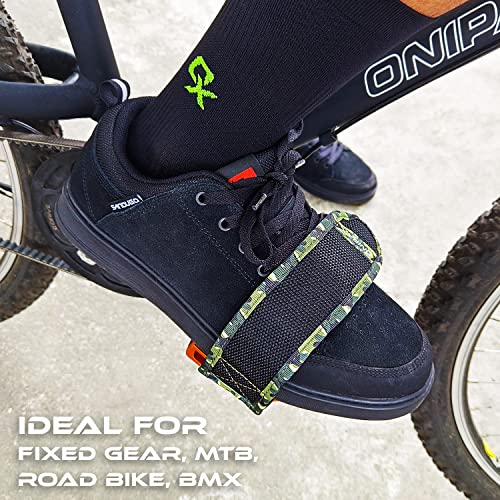 ONIPAX Outdoor Bike Pedal Straps Toe Clips Straps Tape 2 PCS (Green Camouflage) - Thumbnail 2