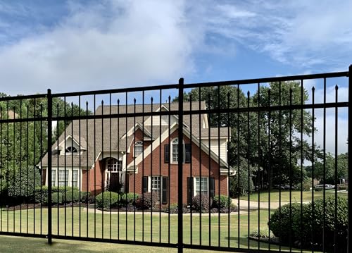 Nuwovwo Galvanized Steel Fence Panel, 6ft H x 6.5ft W, Decorative DIY Installation for Outdoor Garden, Wrought Iron Style, Black