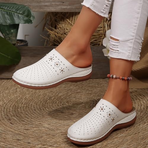 ZQW Women's Closed Toe Mules Flat Sandals Slip On Backless Summer Beach Slides Comfortable Casual Footwear for Daily Outdoor4