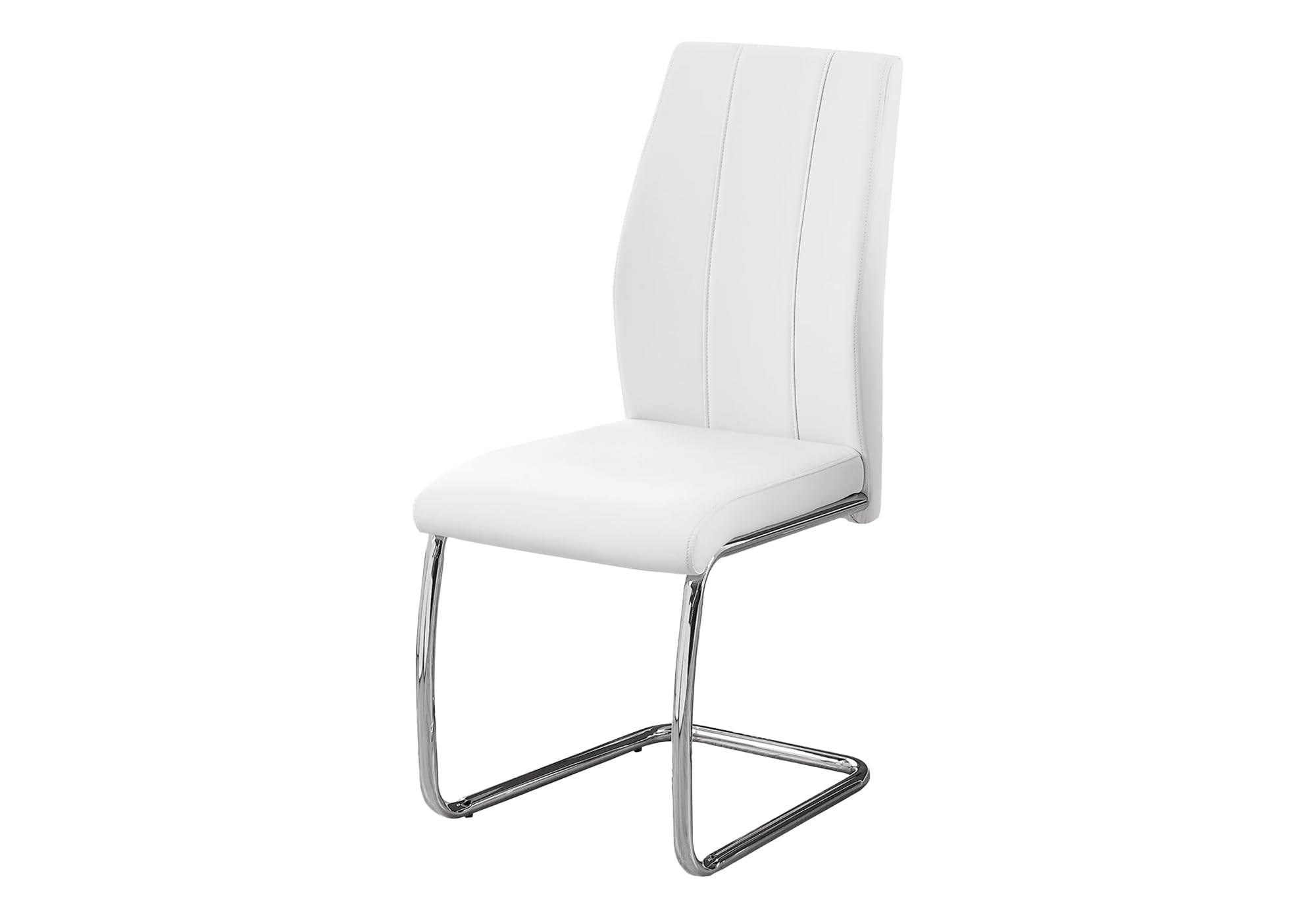 2 Piece DINING CHAIR-2PCS/ 39" H/WHITE LEATHER-LOOK/CHROME, 17.25" L x 20.25" D x 38.75" H
