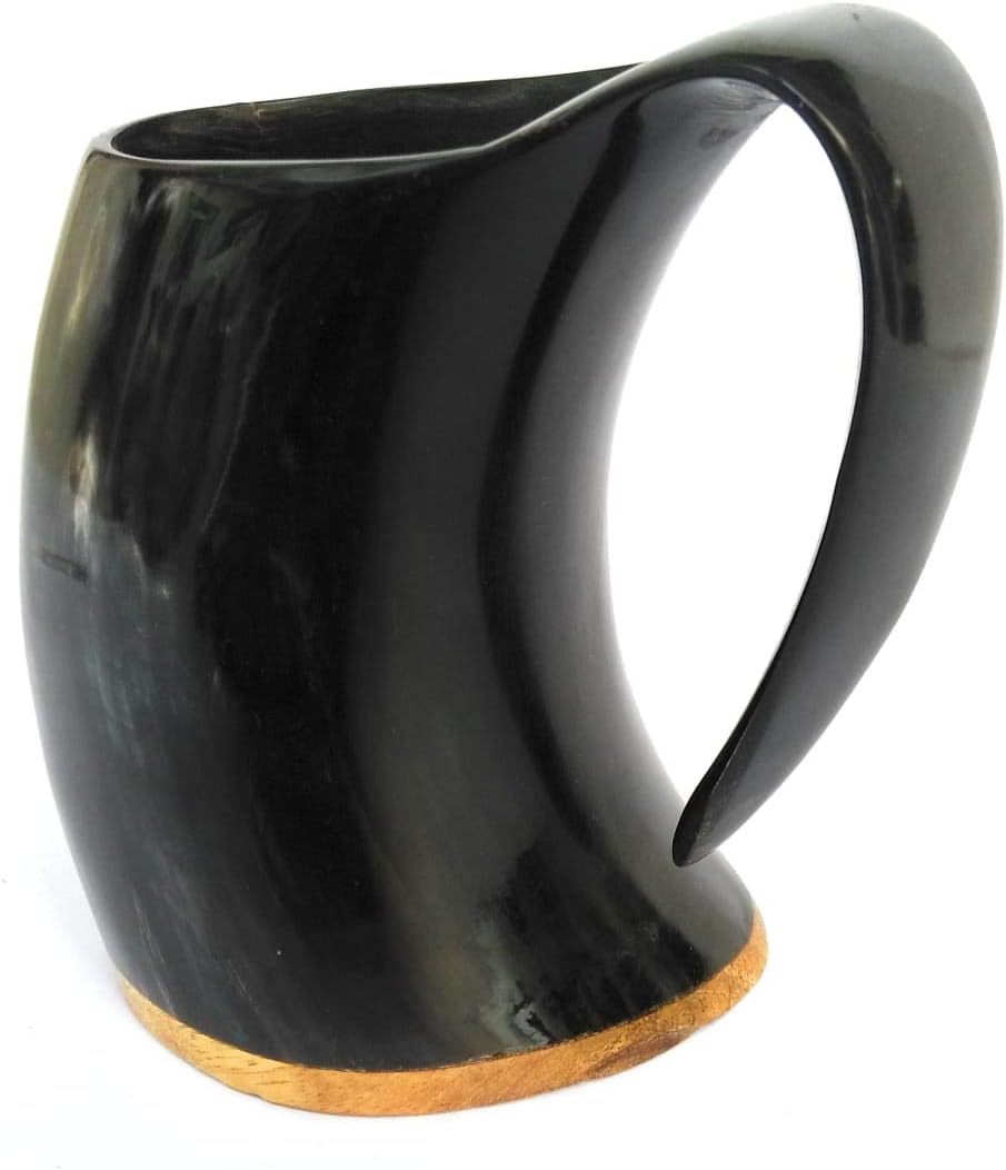 INSTOOKViking Cup Drinking Horn Tankard Authentic Medieval Inspired Drinking Mug [500-750ML Capacity May Vary]
